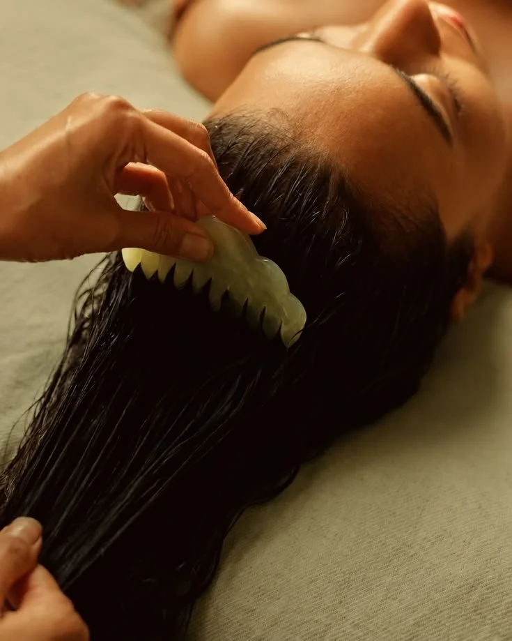 Restorative Crown and Calm Scalp Ritual for tension release and relaxation at Meridian Massage Spa in Ashburn, VA.