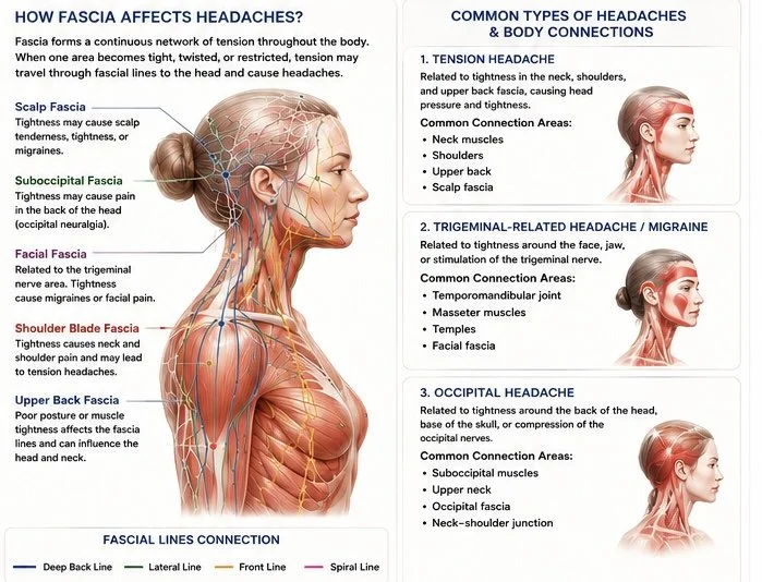 How Massage May Help Headaches: Understanding Fascia and Body Connection
