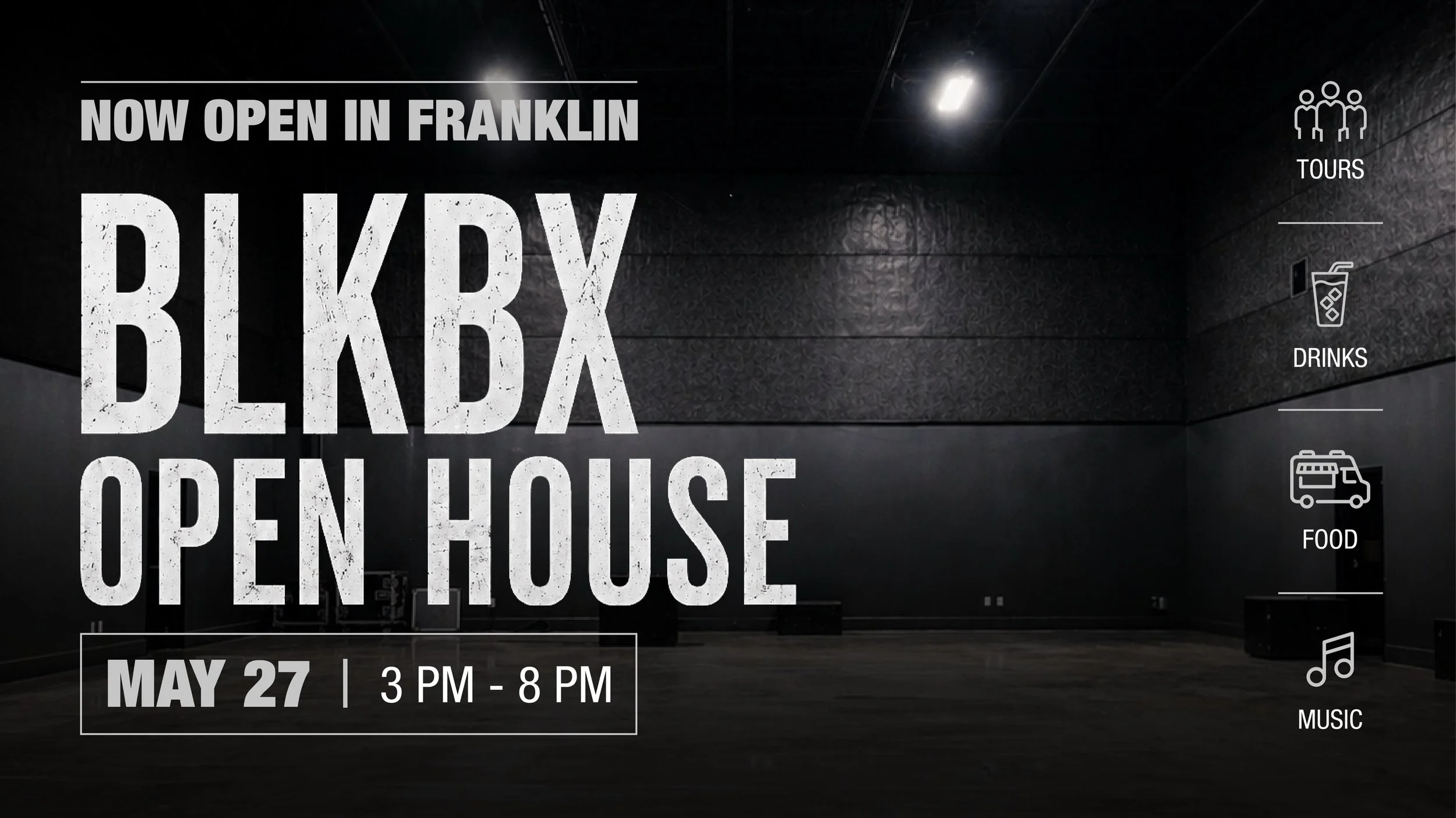 You&rsquo;re invited. BLKBX Open House

May 27 | 3PM&ndash;8PM

Tours, drinks, music + more.