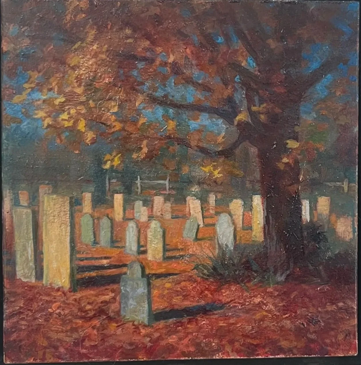 Graveyard, oil on wood, 5 x 5 inches.        SOLD