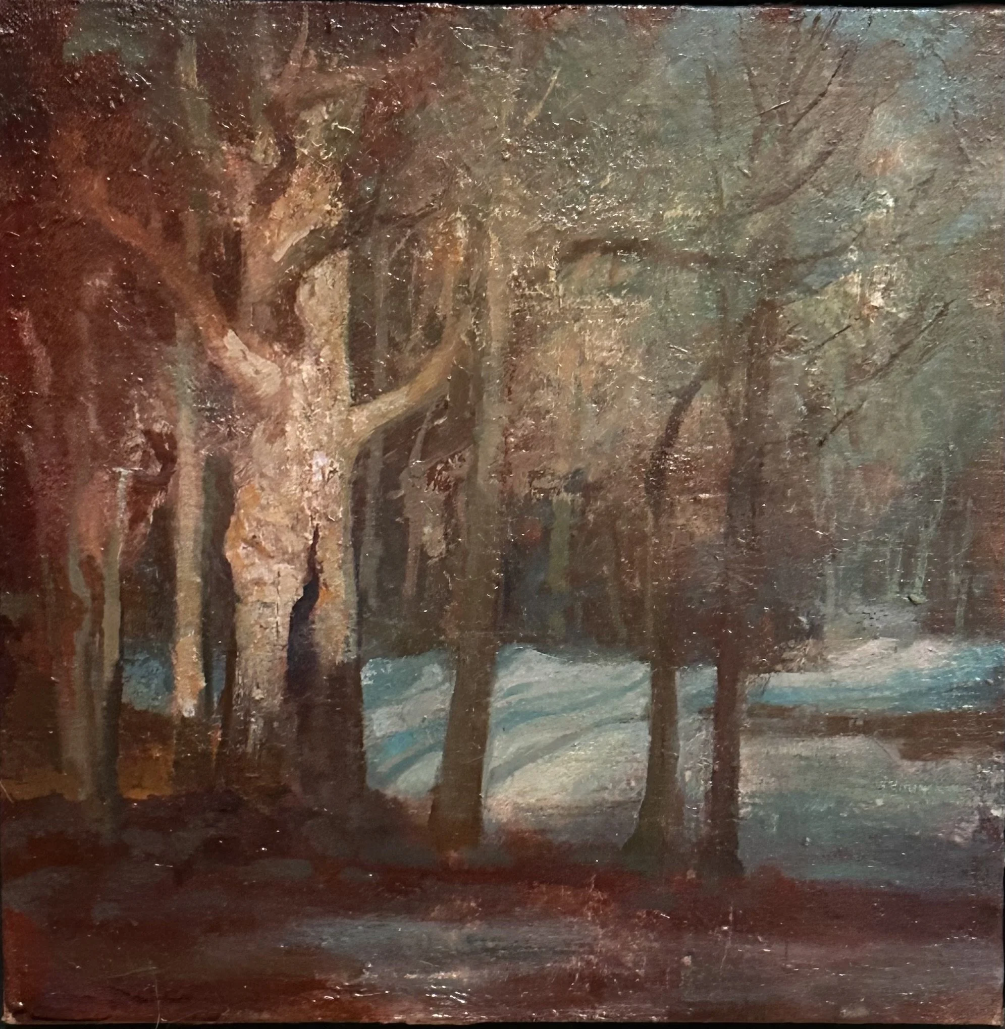 Cold Morning, oil on muslin, 8 x 8 inches. 2026 - Available