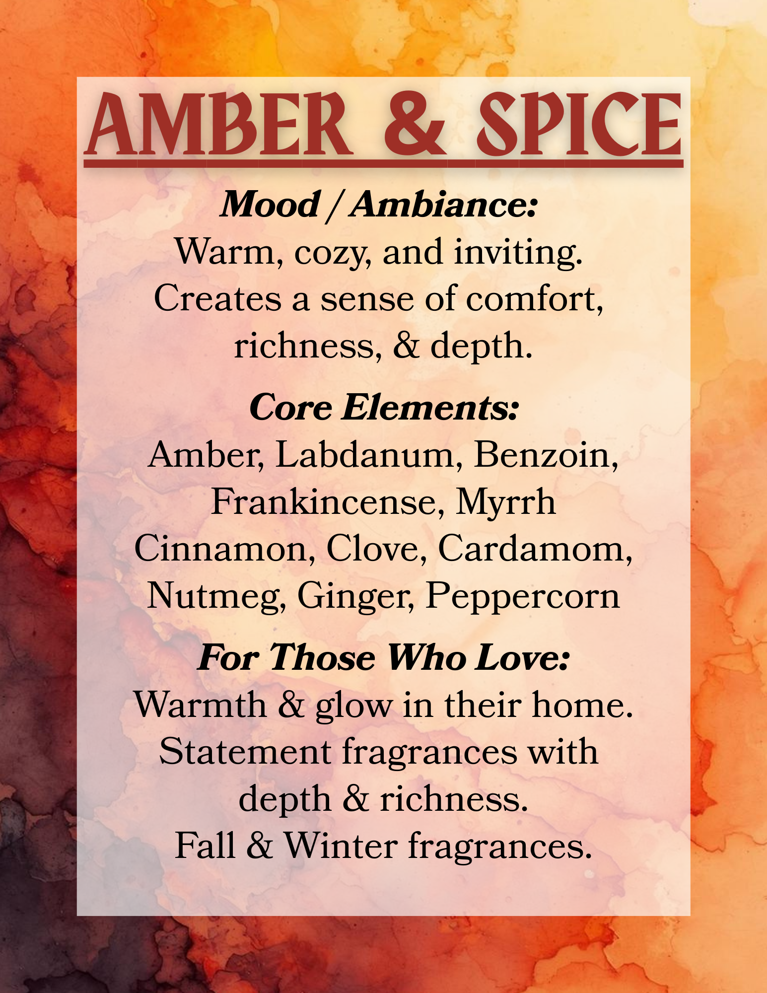 Amber & Spice Elements