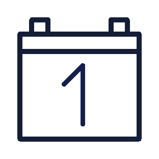 Icon of a calendar page showing the number one.