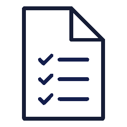Icon of a document with checkmarks and lines of text