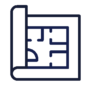 A blueprint or floor plan of a building layout.