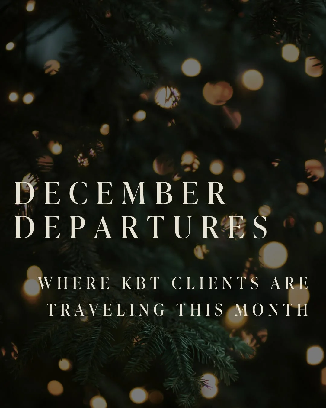 Where in the world are KBT travelers this month? 
 From holiday magic in London, to skiing in the Alps, to family adventures in  Morocco, our clients are closing out the year in style&mdash;with unforgettable experiences designed just for them. 

Dec