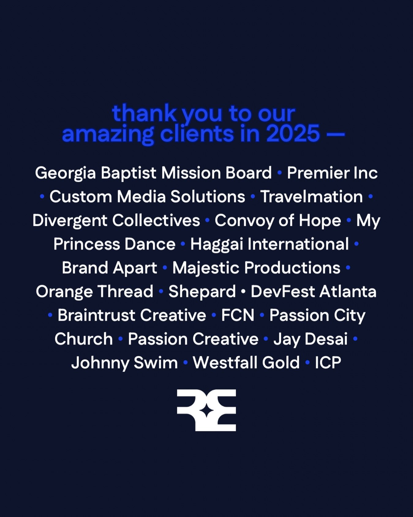 This year was shaped by the people we worked alongside. Thank you to our clients for the trust, ideas, and opportunity to bring your projects to life. We&rsquo;re thankful for every collaboration.