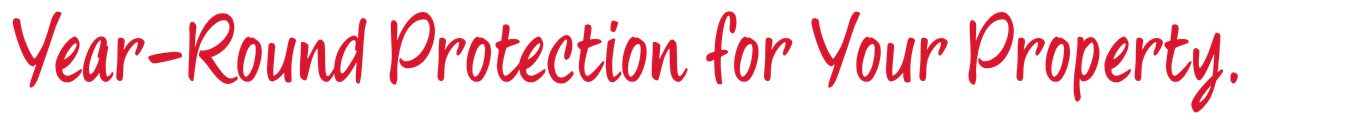 Text saying 'Year-Round Protection for Your Property' in red, handwritten-style font.