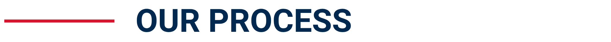 Text that reads 'OUR PROCESS' in blue capital letters.