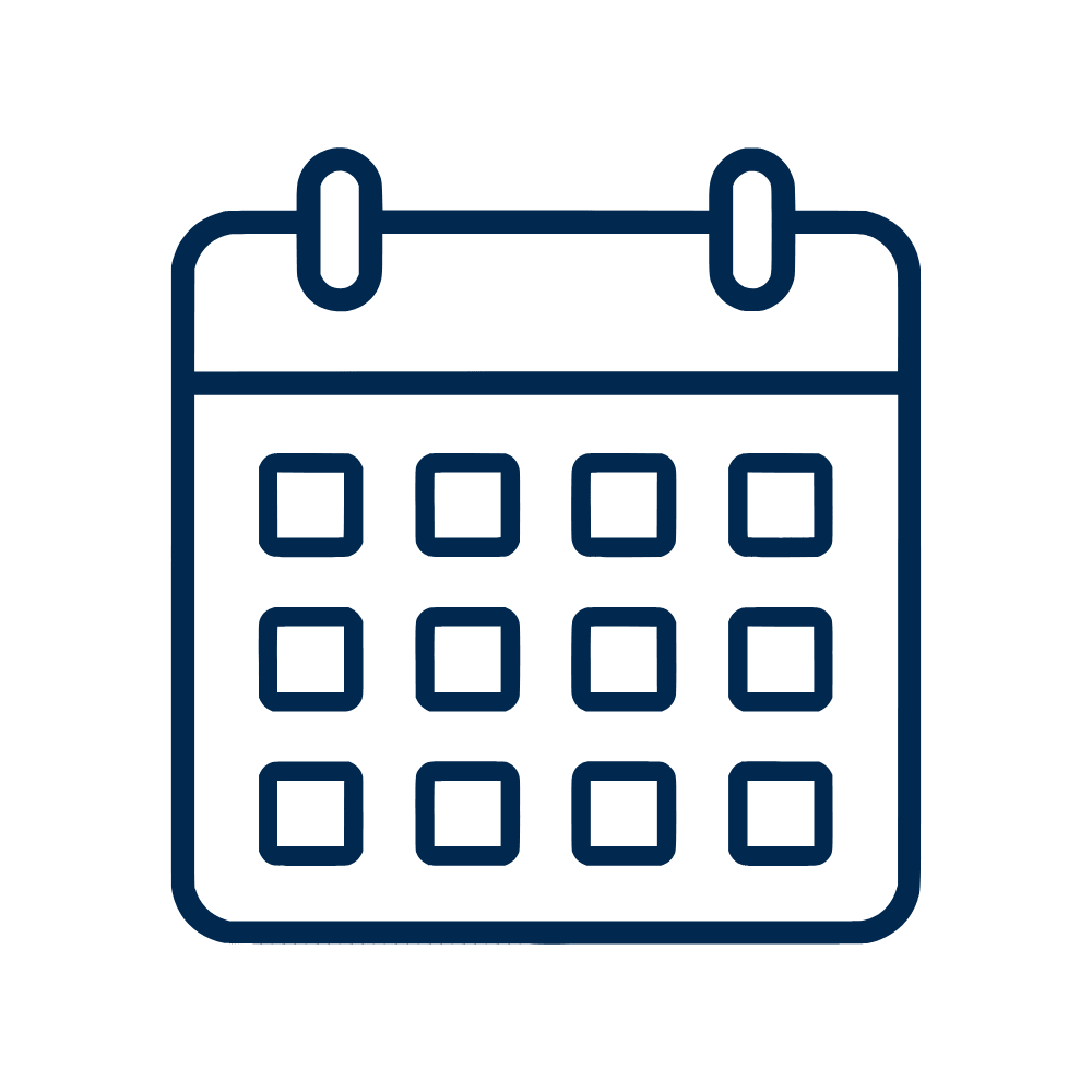 Line drawing of a calendar icon to show seasonal treatment plans.