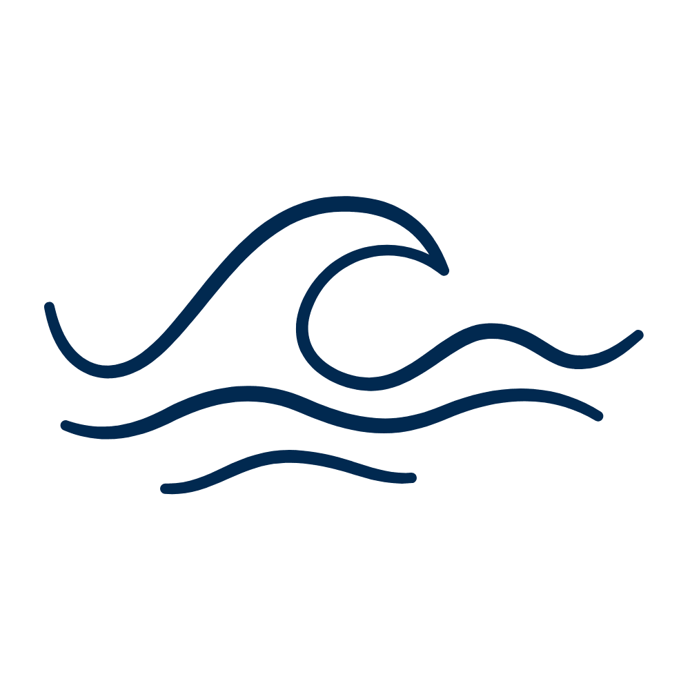 Line drawing of a stylized wave to show pest control treatment plans for waterfront homes.