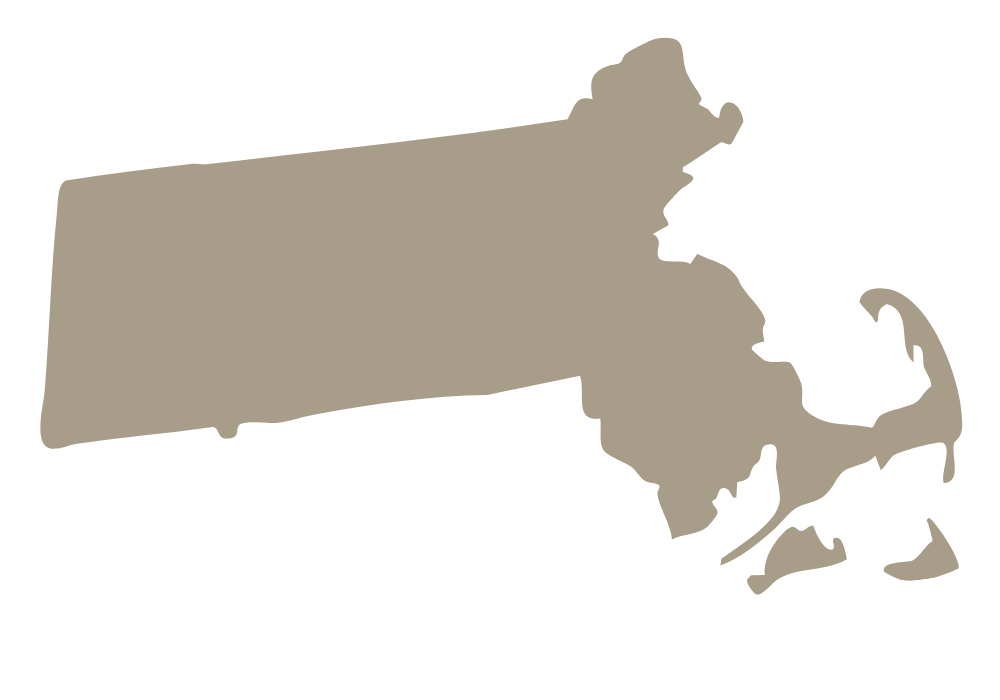 Map of the state of Massachusetts.
