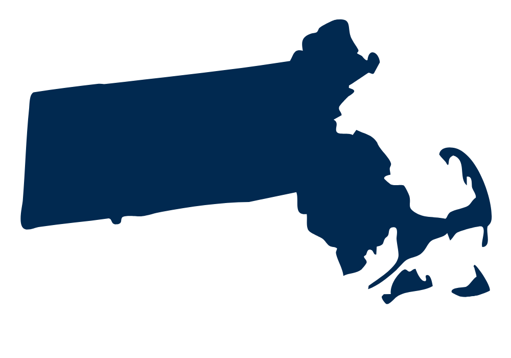 Silhouette map of the state of Massachusetts.