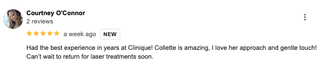 Online review by Courtney O'Connor praising a clinic and staff.
