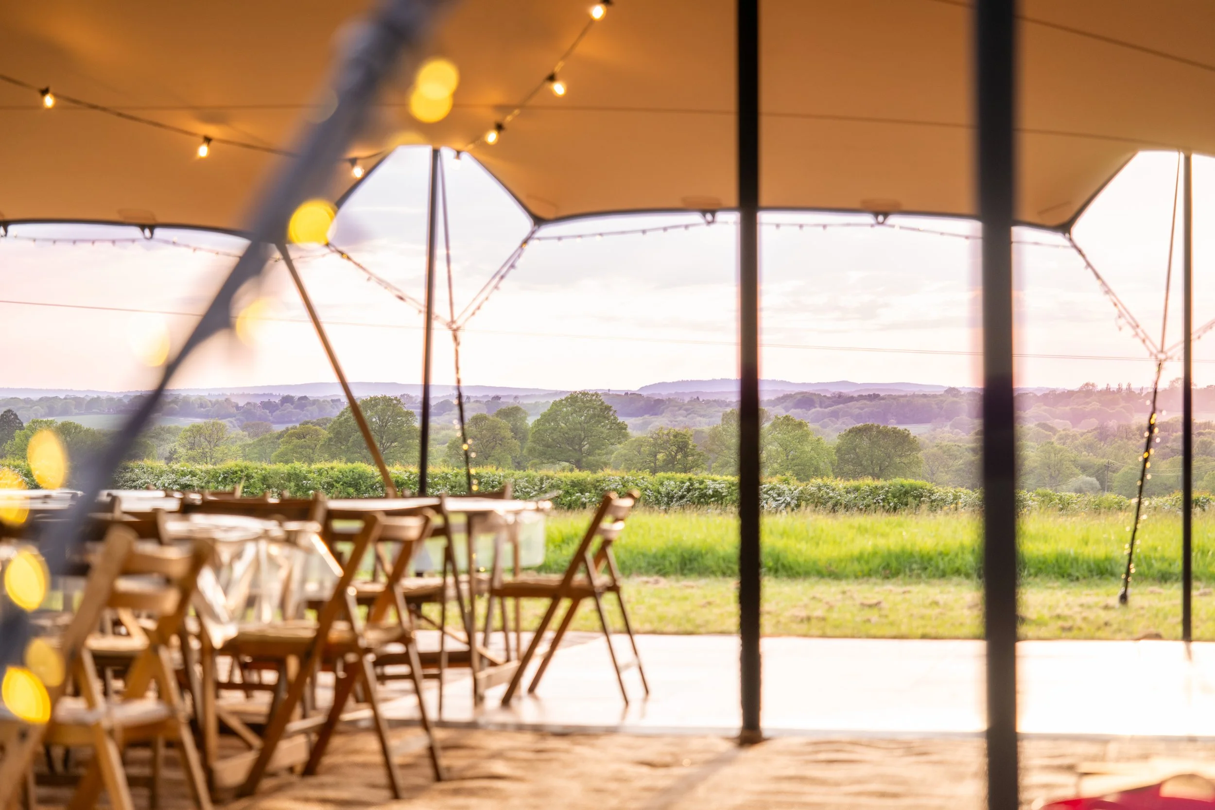 view from the marquee over rolling fields