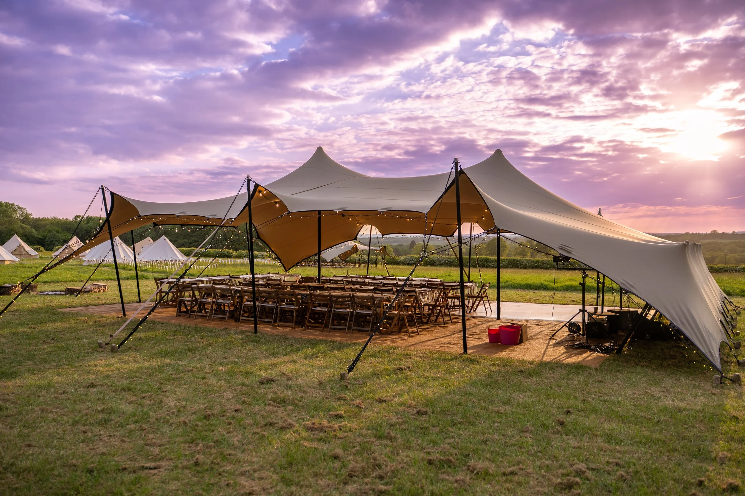 Marquee at sunset