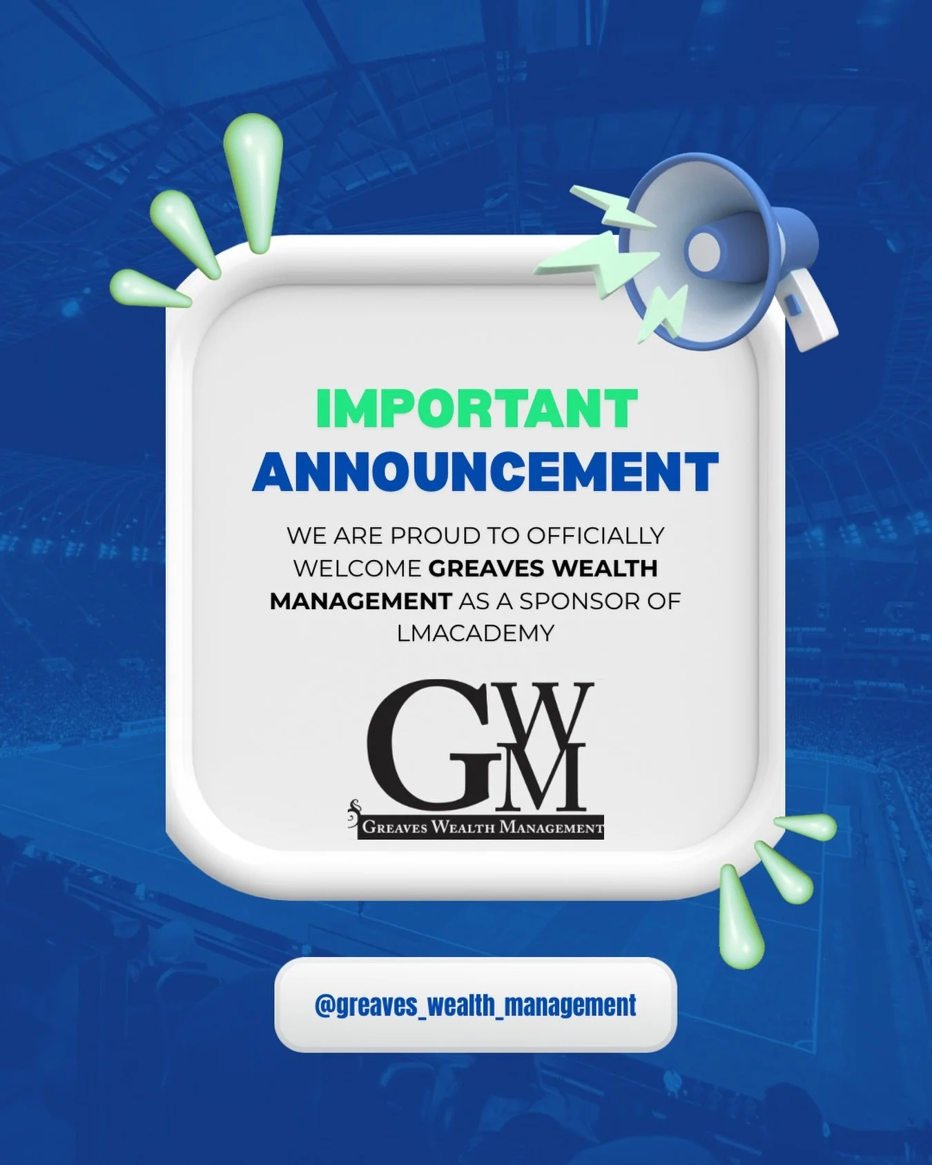 Proud to welcome our new sponsor @greaves_wealth_management 🤝
Thank you for supporting the academy and our players💙⚽️