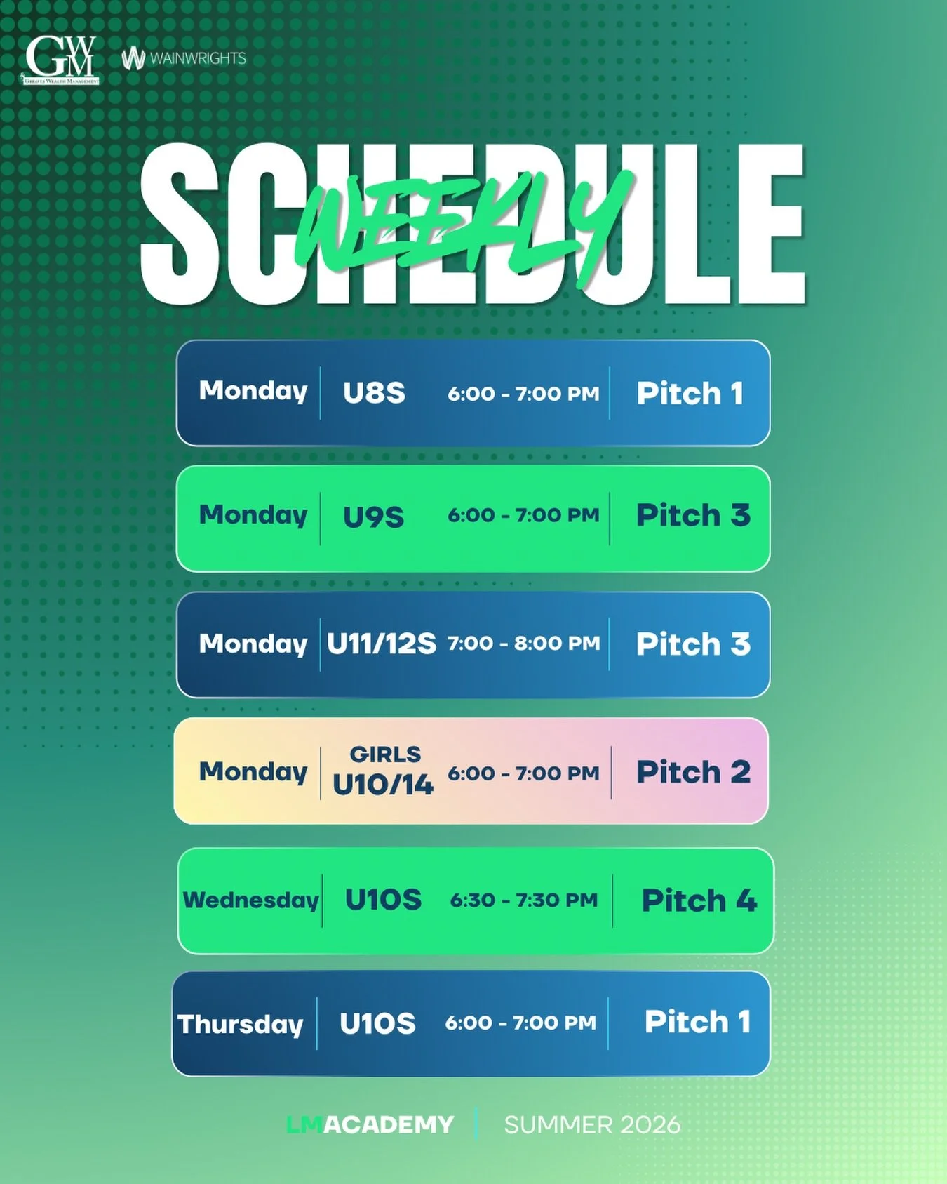 ☀️THE UPDATED SUMMER SCHEDULE IS HERE☀️

Our updated academy schedule is here - all sessions, all times, right here. Save it, share it, and we&rsquo;ll see you on the pitch⚽️🔥

#footballacademy #playerdevelopment #summerfootball