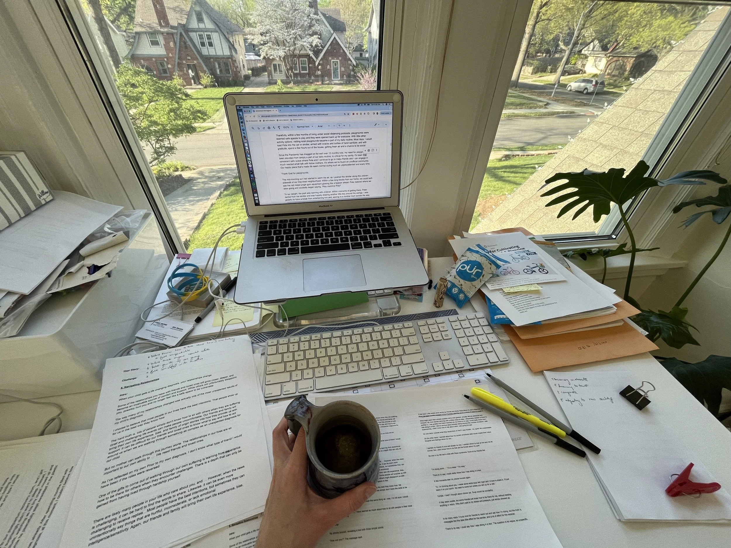 Ashley Heyburn's writing desk while working on Unexpectedly Perfect and The Lightwell Letter.