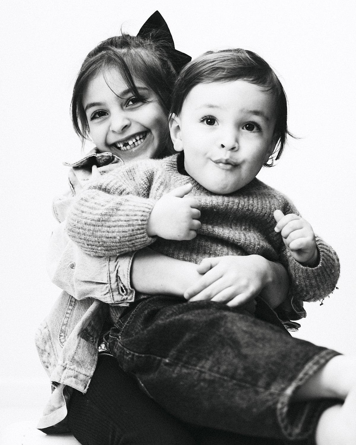 NYC black and white children's studio portrait photography