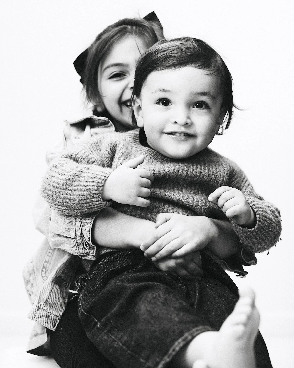 NYC black and white children's studio portrait photography