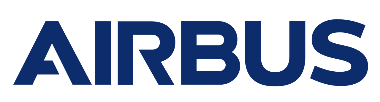 Logo of Airbus with the company's name in dark blue uppercase letters.