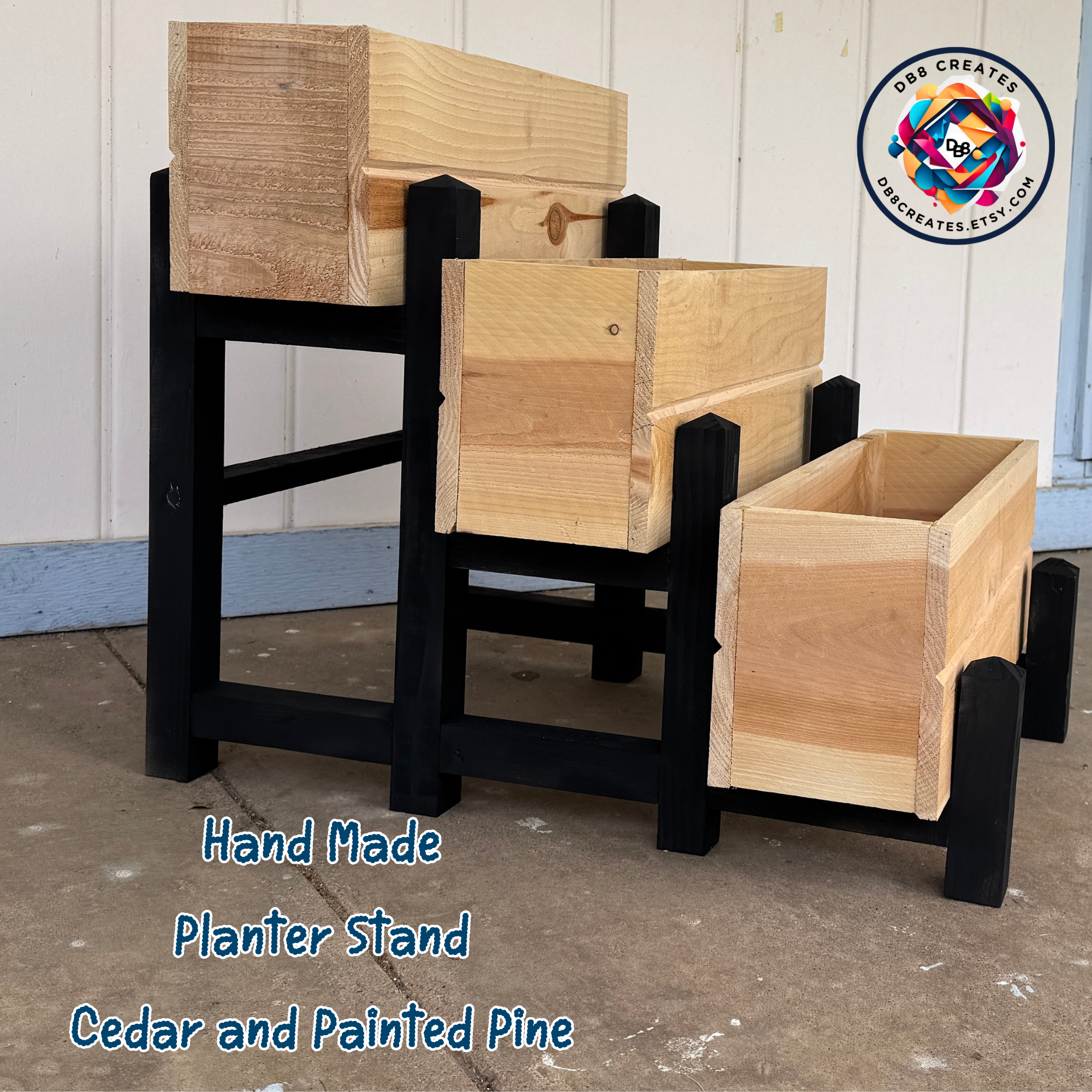 3 Tiered Planter with Natural Cedar and Painted Pine