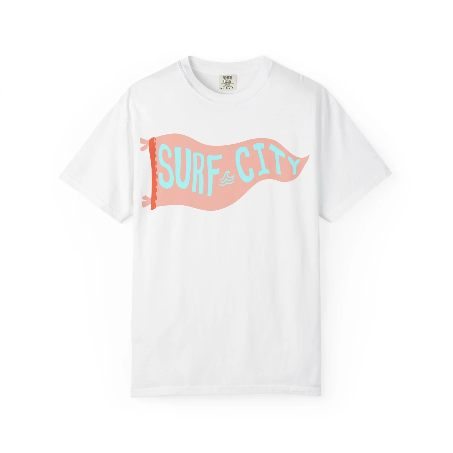 Tシャツ・カットソー SATUR [Park Gyu-young PICK] Citron Summer Graphic Short Slee Surf City Unisex Tee, Trendy Graphic T-shirt, Vintage Style
