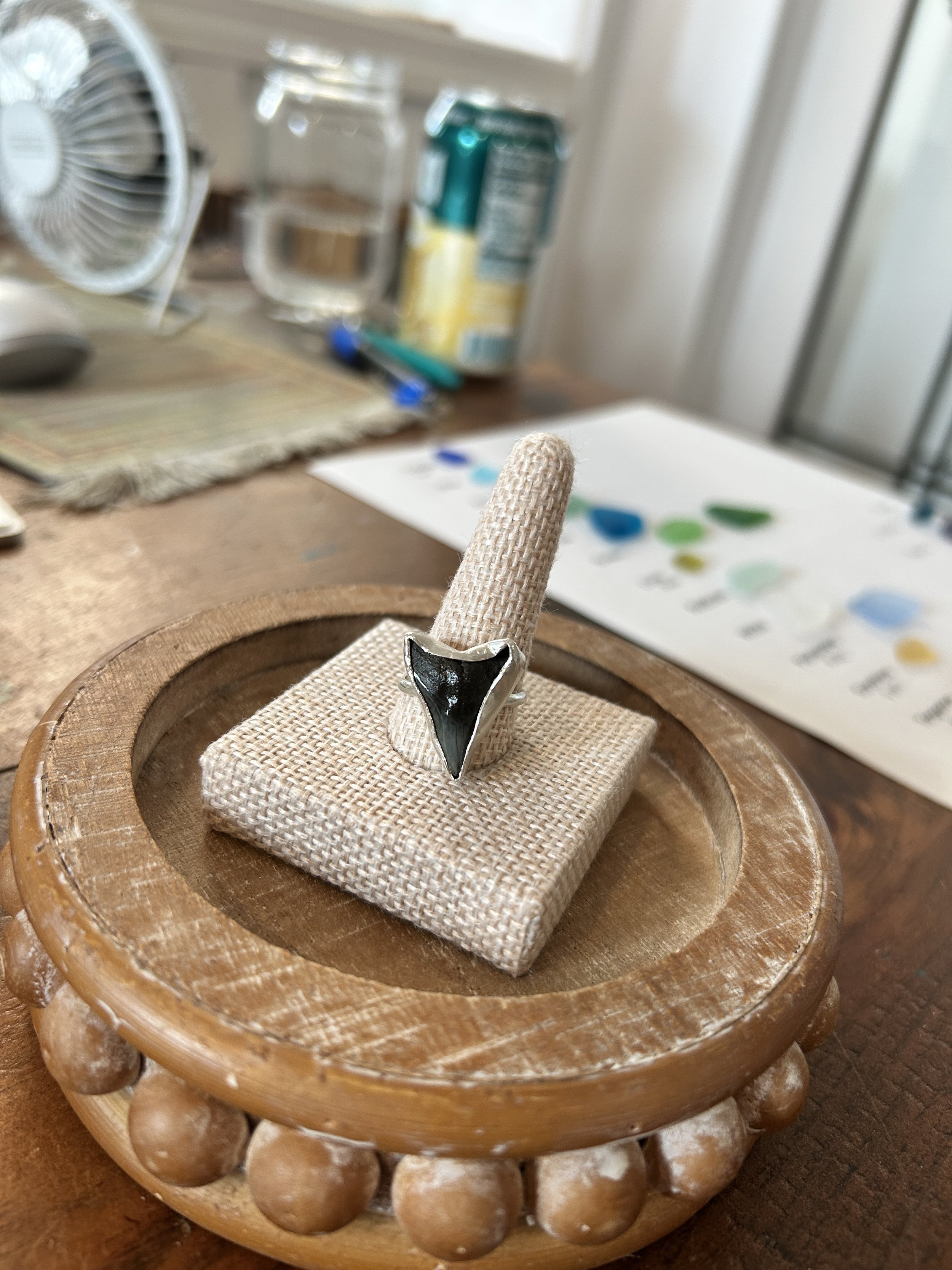 Sterling Silver Handmade Authentic Shark tooth ring- SIZE 7