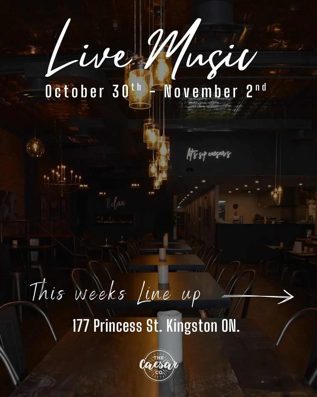 🎶 Swipe to see this week&rsquo;s live music lineup!
Heads up &mdash; Saturday&rsquo;s show will be cancelled pending the results of Game 6 of the World Series ⚾💙

Book your reservation through the link in our bio or call (613) 549-0505 

#ygk #ygke