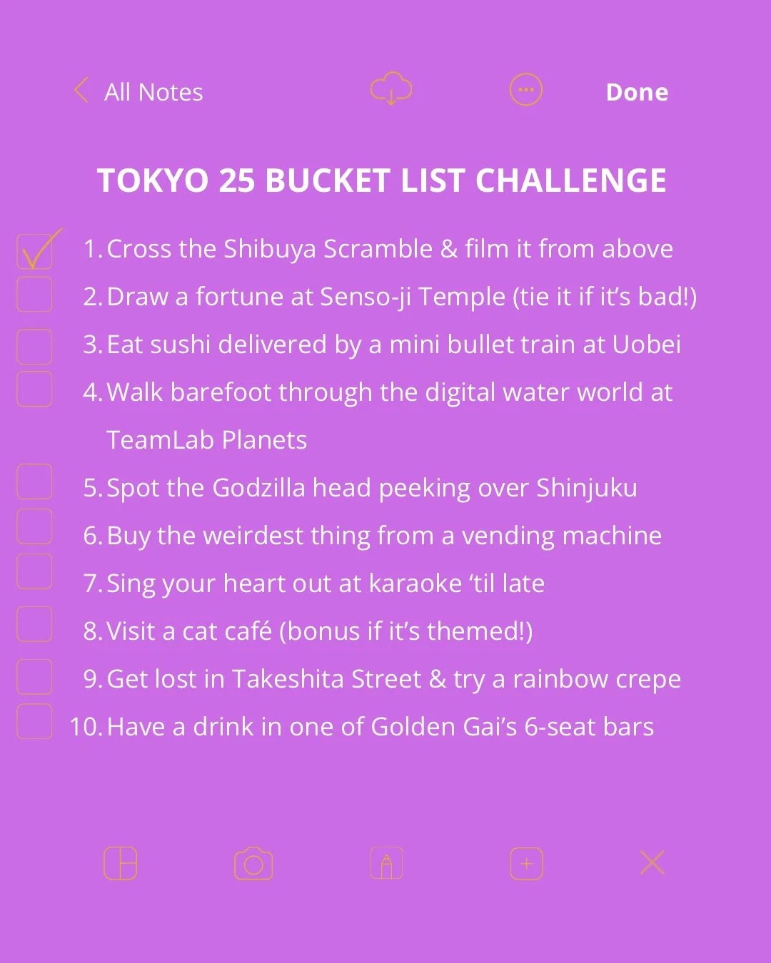 The Tokyo 25 Bucket List Challenge!
So&hellip;you&rsquo;re going to Tokyo.
How many of these iconic, quirky, and must-see hot spots can you cross off your list?
From vending machine weirdness to late-night ramen, these are the 25 Tokyo moments every 