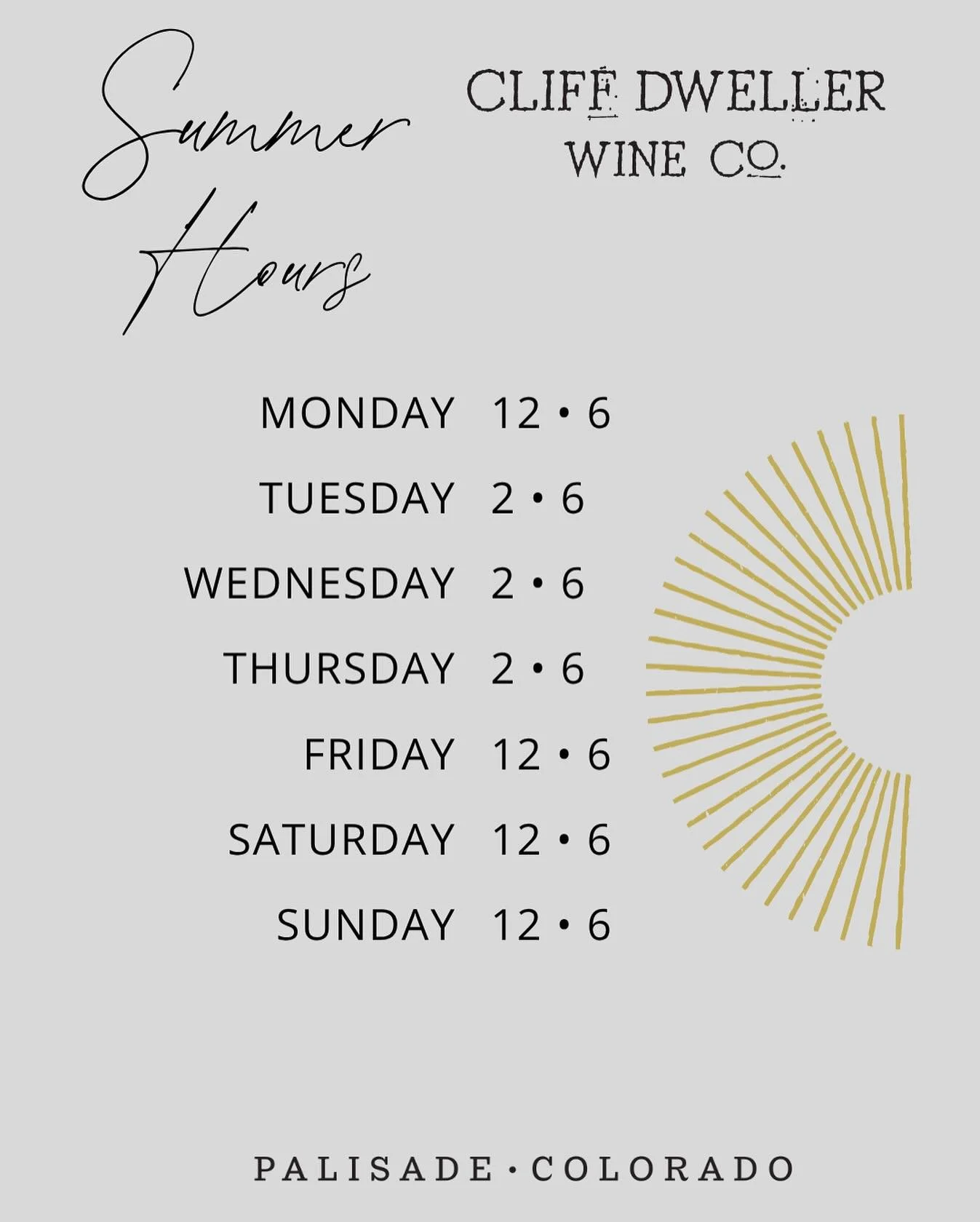 ☀️Summer Hours☀️
Monday 12-6
Tuesday 2-6
Wednesday 2-6
Thursday 2-6
Friday 12-6
Saturday 12-6
Sunday 12-6