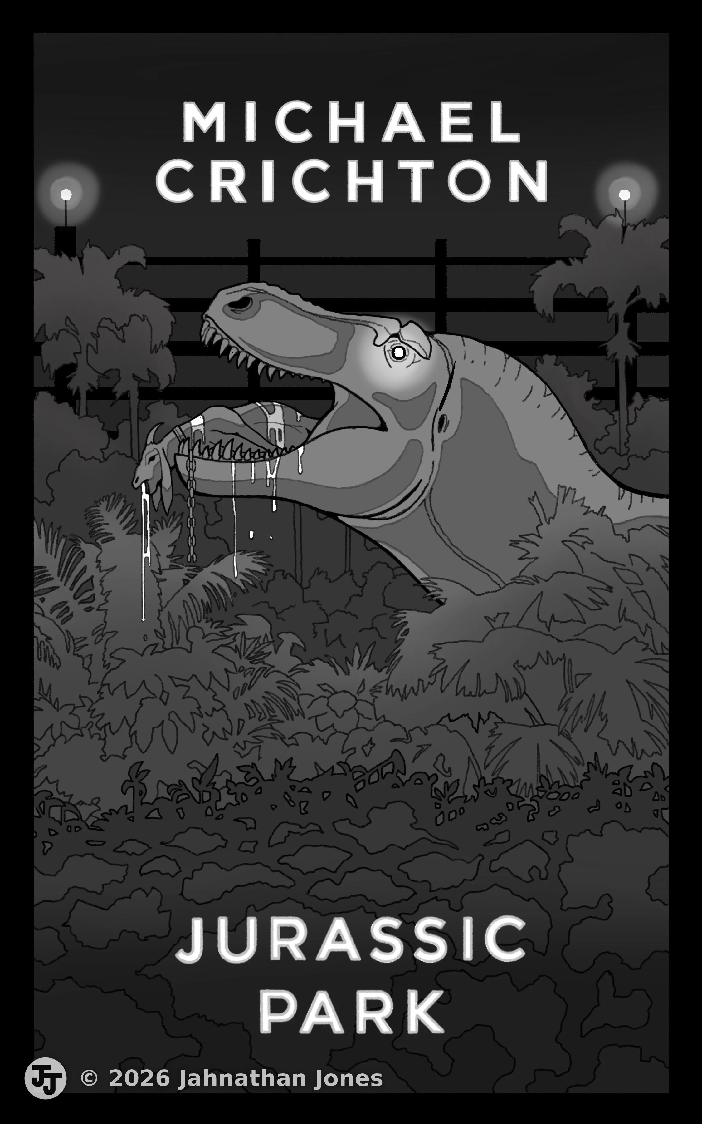 Fan-made Jurassic Park Book Cover, Digital Illustration, Procreate, 2025