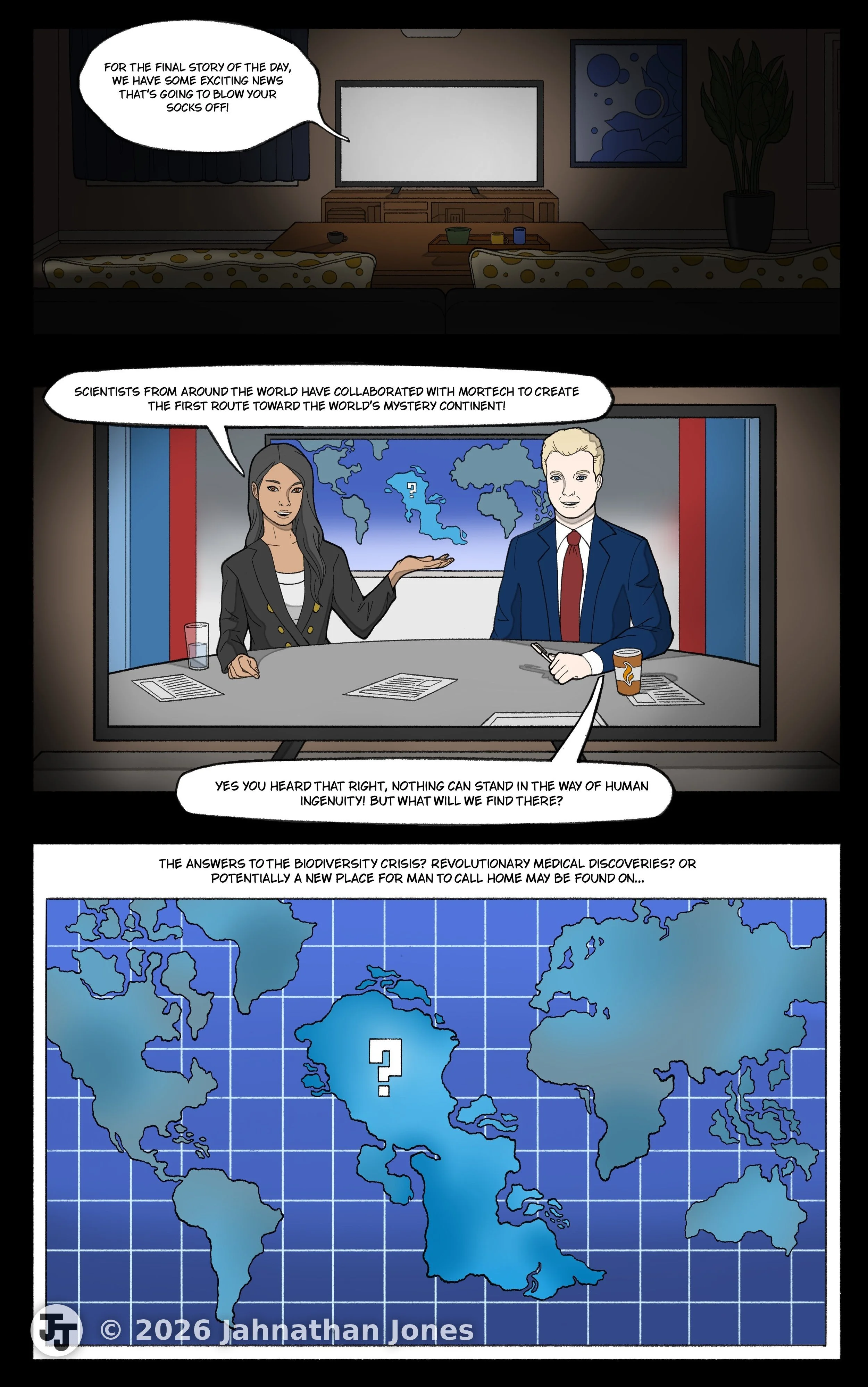 Frontier Zero Page 1, 9.1 x 14.6 inches, Digital, Procreate, 2026
