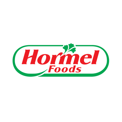 Hormel Foods logo with green leaf design above the text on a black background.