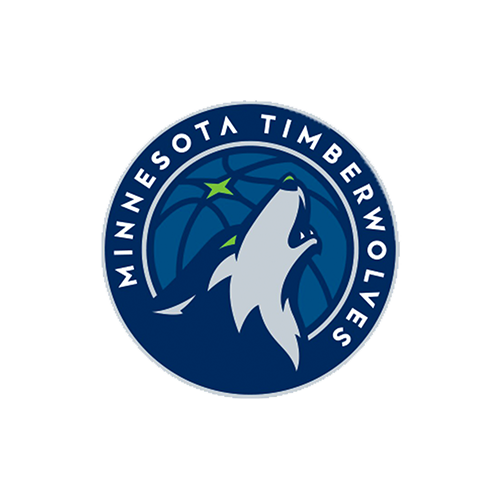 Minnesota Timberwolves logo with a basketball and a howling wolf in the center.