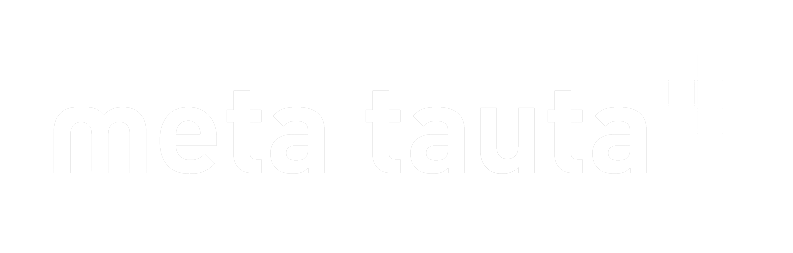 Text saying 'meta tauta' with a curved green line underneath.