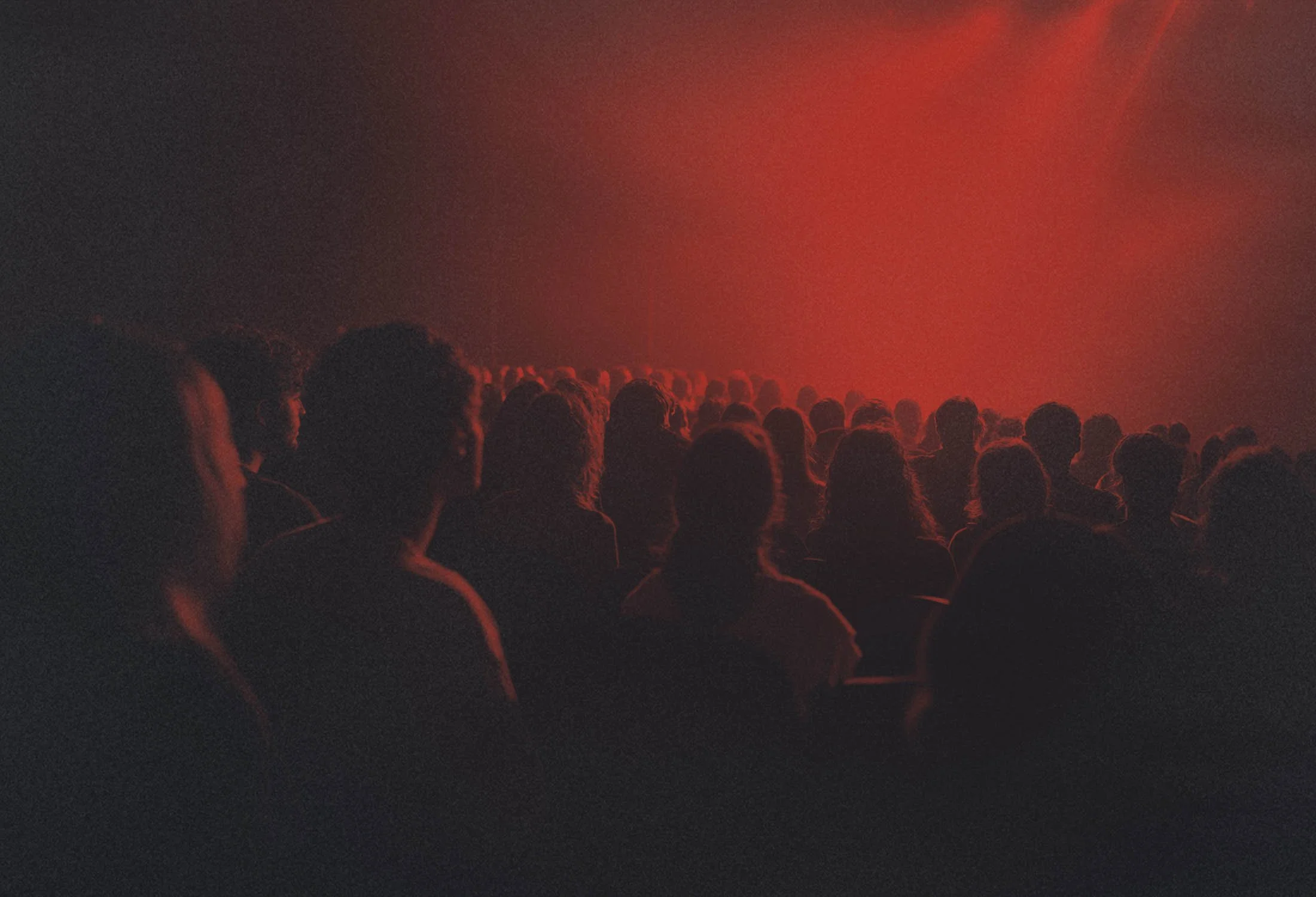 A congregation watching A Faith Under Siege at a church screening