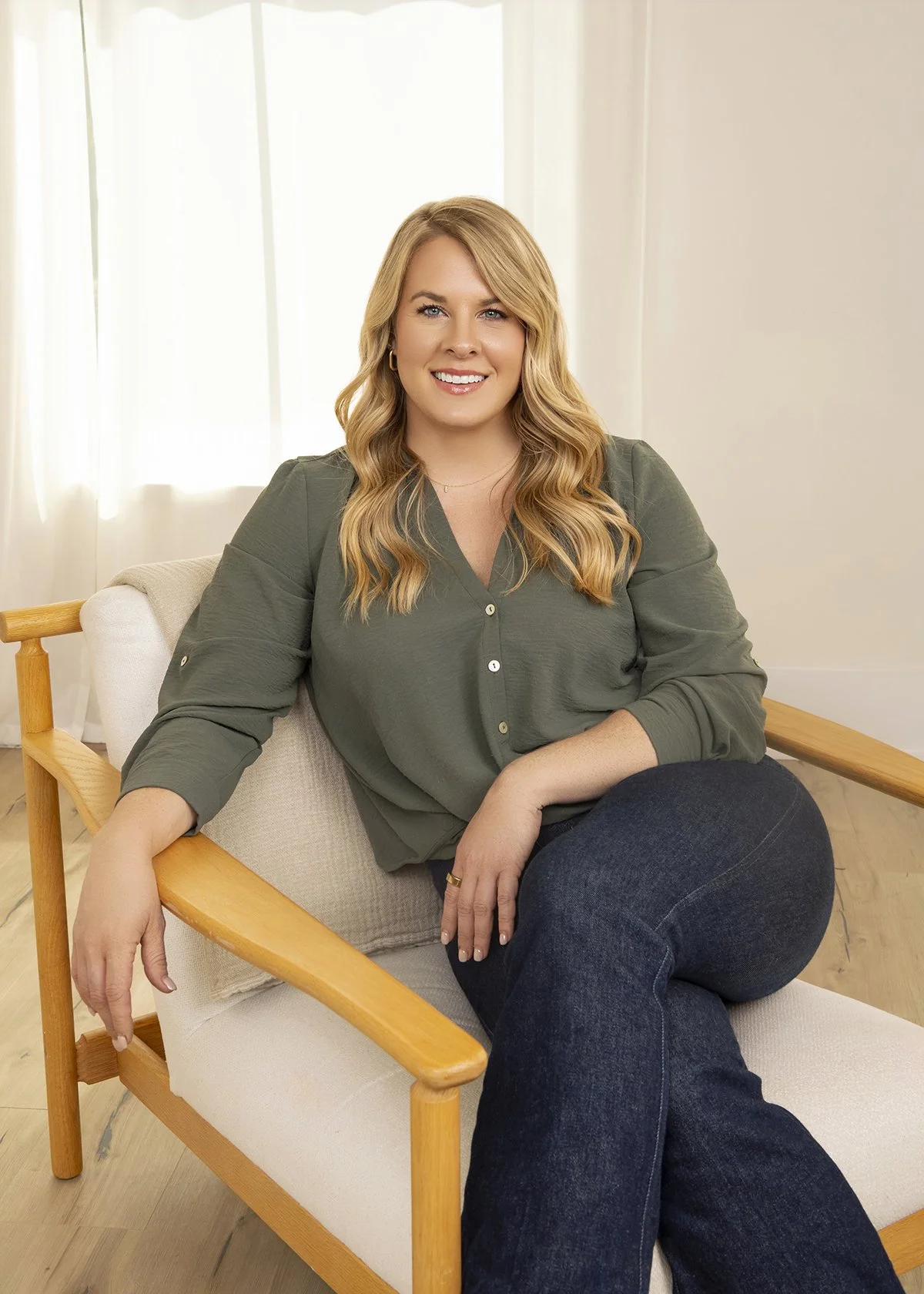 Professional branding portrait of Celia Webb, licensed professional counselor and owner of Celia Webb LPC & Associates in Atlanta, Georgia, photographed at J Bec Studios in Milton by Caitlin Tabilog of Atlanta Portrait Co.