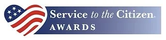 Service to the Citizen Award logo with an American flag inside a heart