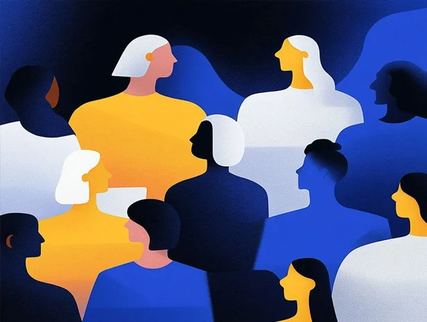 A diverse group of individuals seen in Public Servants colors, representing a talent network