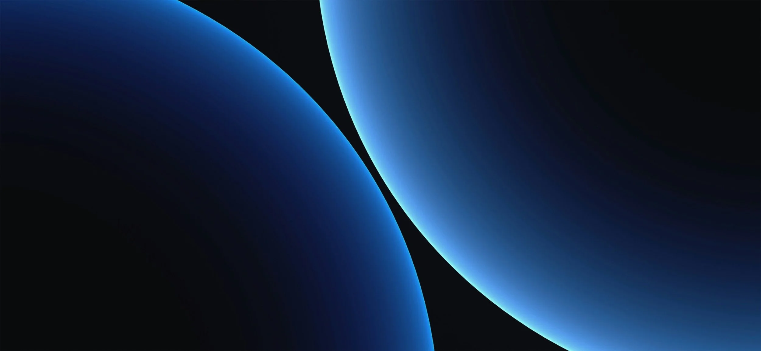 Abstract digital art featuring smooth blue and black curved shapes with glowing edges.