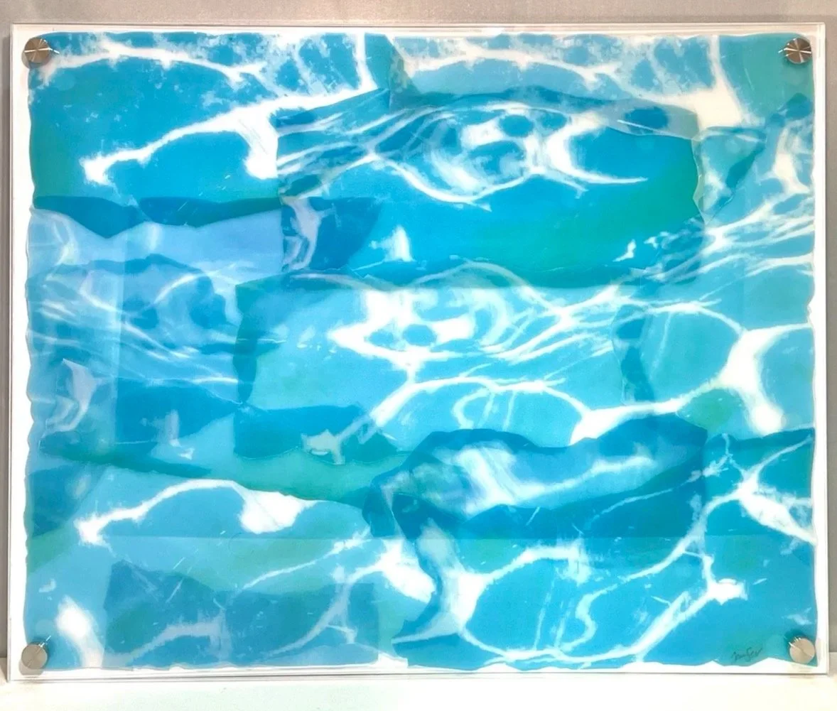 COLOR, VELLUM PAPER FRAGMENTS, ACRYLIC FRAME, 12.5X16