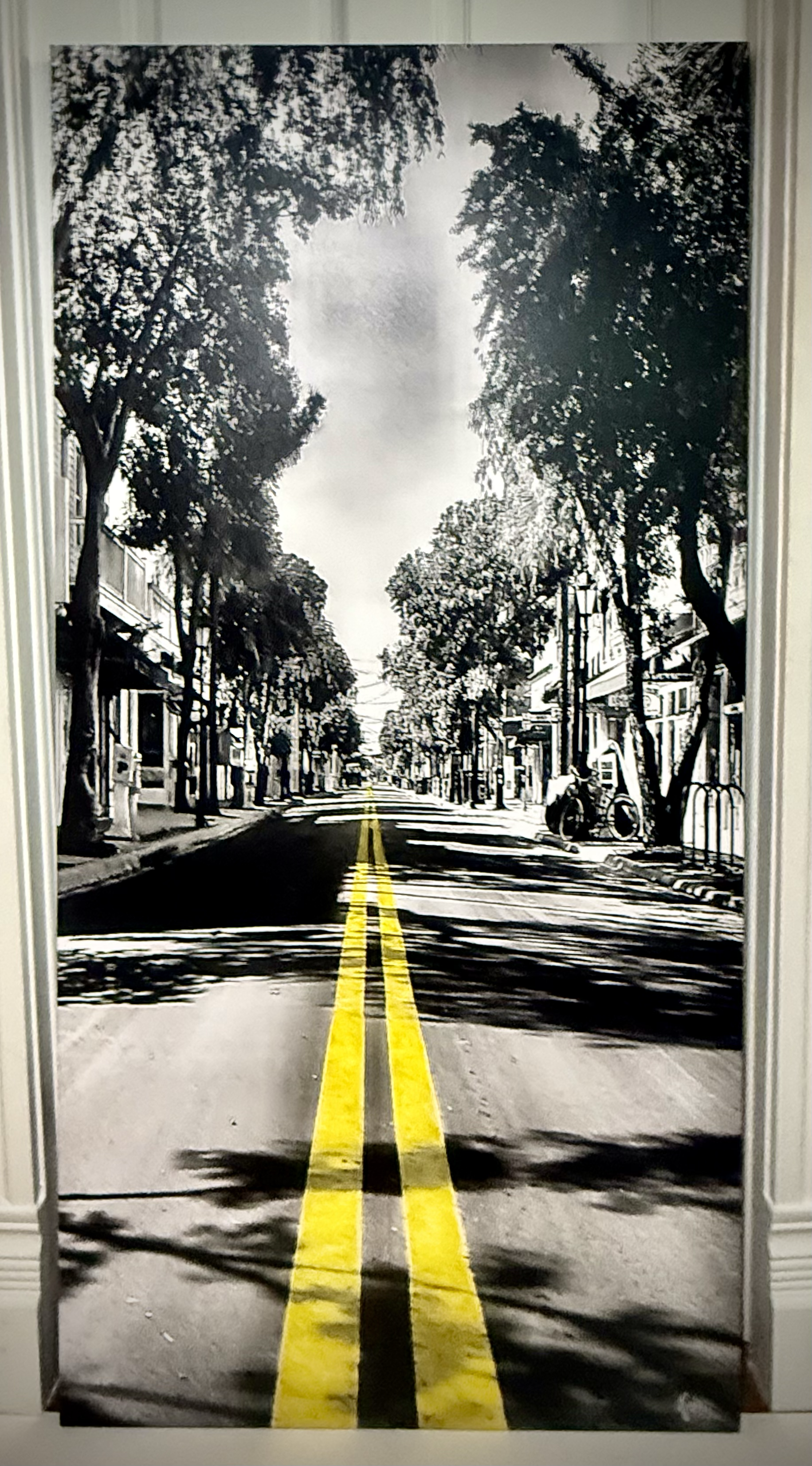 DUVAL STREET, HAND-COLORED ACRYLIC/WATERCOLOR, B&W, ARCHIVAL INK, STRETCHED CANVAS,  30x60