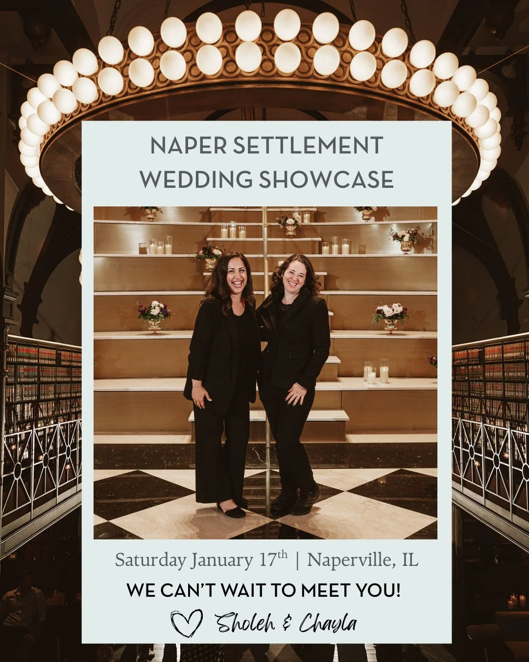 A moment of calm in the busy showcase season ✨

Thank you to everyone who stopped by our booth at the Illinois Wedding &amp; Bridal Expo! We had a blast!

Now we&rsquo;re gearing up for the Naper Settlement Bridal Showcase &mdash; who&rsquo;s coming?