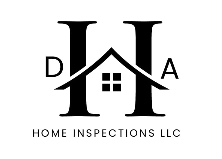 Logo for Home Inspections LLC with stylized house roof and window integrated into the initials HI
