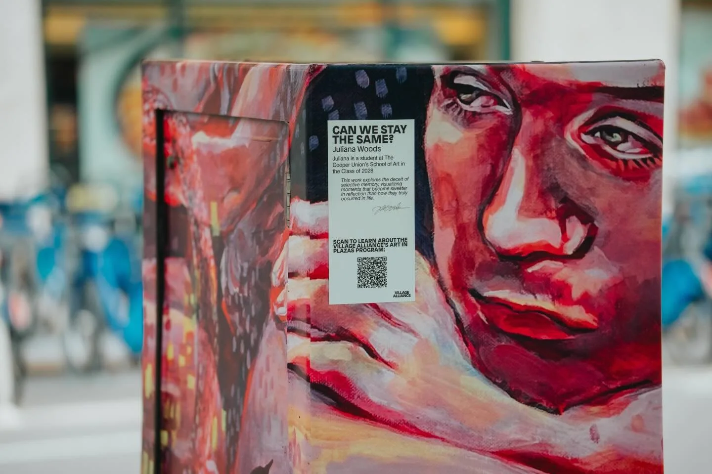 Credit where it&rsquo;s due&hellip; Reminder: Student Art Competition apps due 3/31 🗓️

☝️2025 winner Juliana Woods&rsquo; artwork w/credits, bio, QR code, artist statements &mdash; for three months in Astor Place Plaza. This could be you! 🫵😺

Reg