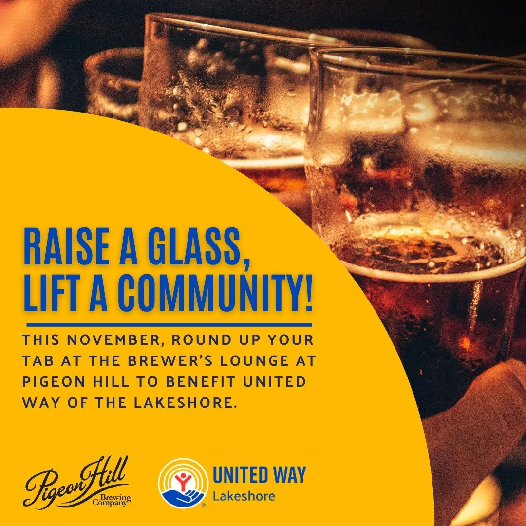 Small Business Saturday is the perfect time to support a local favorite and give back! ✨ 

When you visit the @brewerslounge at @pigeonhillbrew this weekend, you can round up your tab at the register to support United Way of the Lakeshore. A little e