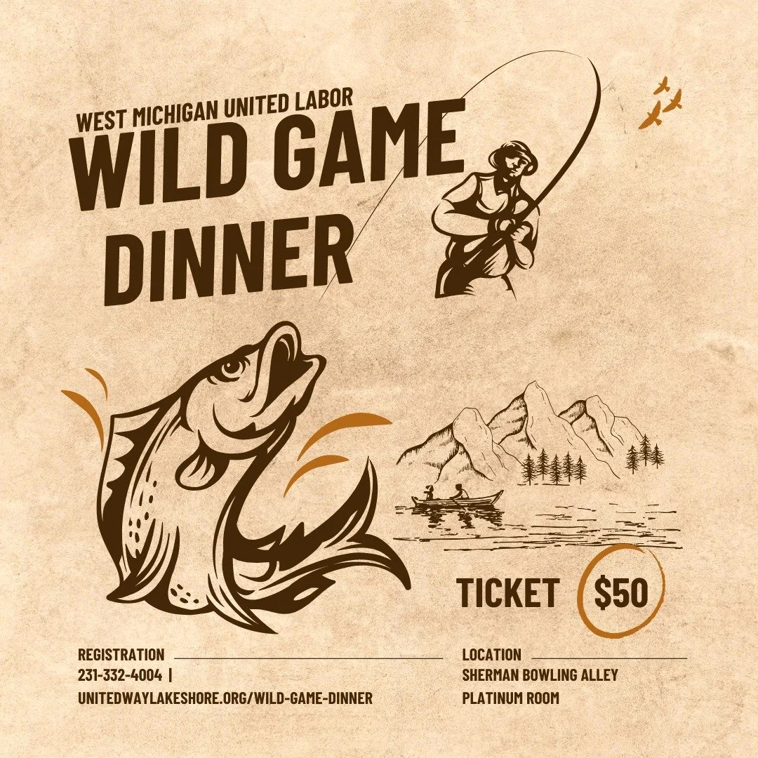 🎣 If you love the outdoors, good food, and a lively crowd, this night is for you.
The Wild Game Dinner brings together sportsmen, families, and neighbors for an evening rooted in tradition and built around a whole lot of fun.
Hosted by West Michigan