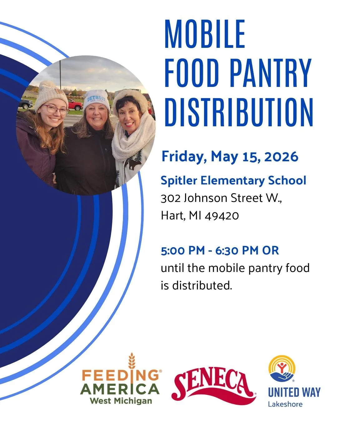 One week from today, we&rsquo;ll be at Spitler Elementary School with Feeding America West Michigan serving families across Oceana County. 

We&rsquo;re still looking for a few more volunteers to help unload and distribute food. These events run smoo
